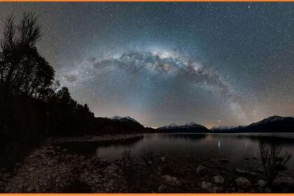 El lago Traful, los bosques y la cordillera neuquina, abrazados por la Vía Láctea. La imagen de Gerardo Ferrarino que recorrió el mundo.