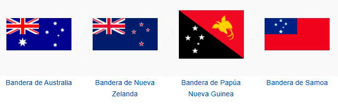 Banderas de Oceanía con la Cruz del Sur