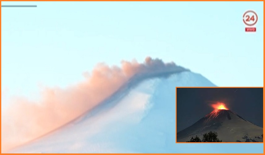 El Villarrica comenzó a desprender materia volcánica thumbnail